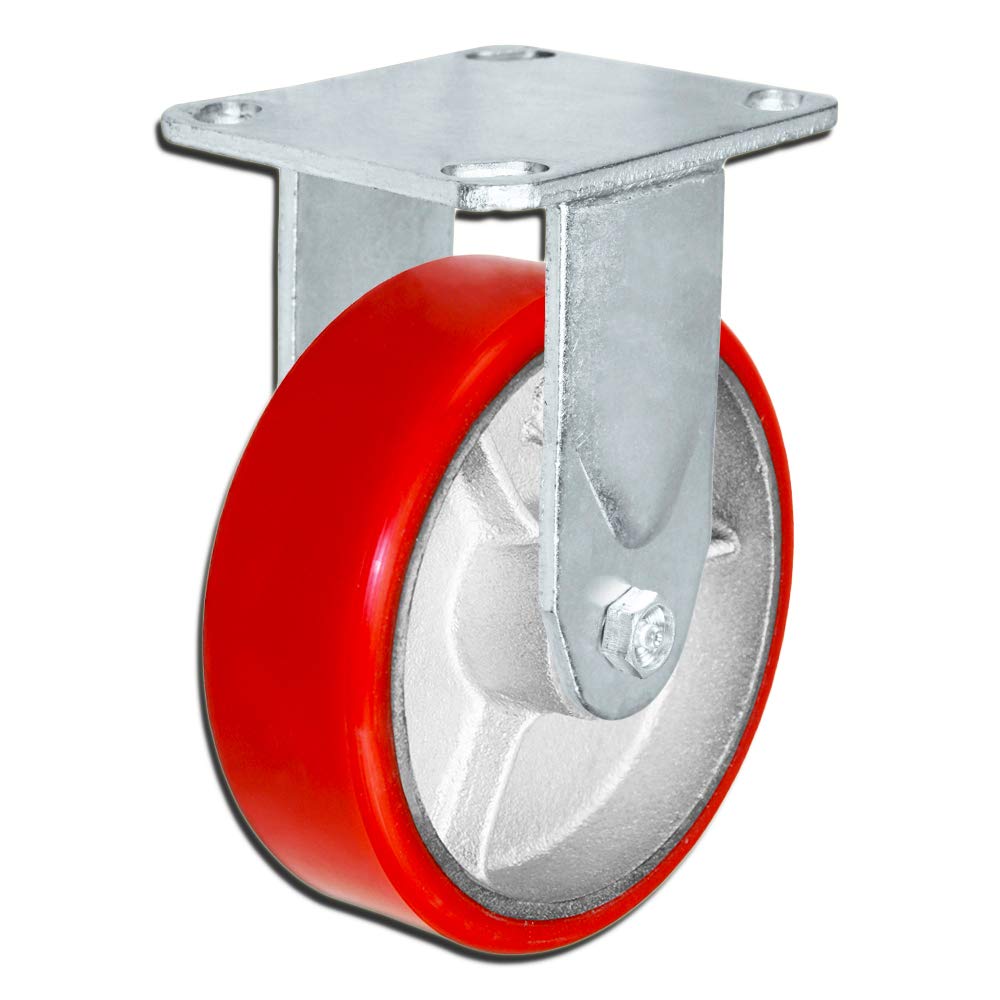 CasterHQ Set of 4 Heavy Duty Casters - 5' x 2' Heavy Duty Caster Set with Red Polyurethane on Steel Wheels, 1,100 pounds Capacity per Caster, 5' Size (Set of 4),Shop/Warehouse Toolbox Replacement
