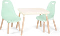 B. toys – Table and Chair Set – Furniture for Toddlers – 1 Craft Table & 2 Chairs – Natural Wooden Legs – Mint – 3+ Years
