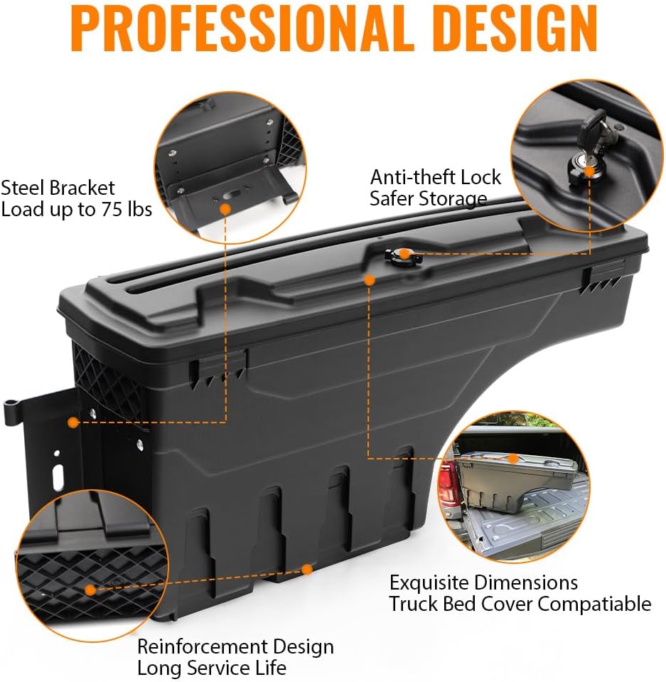 G-PLUS One Pair of Truck Bed Storage Box Compatible with Chevy Colorado/GMC Canyon 2015 2016 2017 2018 2019 2020 Rear Driver and Passenger Side 2Pcs Set