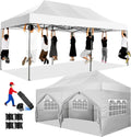 COBIZI 10x20 Pop up Canopy Tent Heavy Duty, Easy Set-up Commercial Outdoor Party Tents, 100% Waterproof Wedding Gazebo, 3 Height Adjustable with Wheeled Bag, White