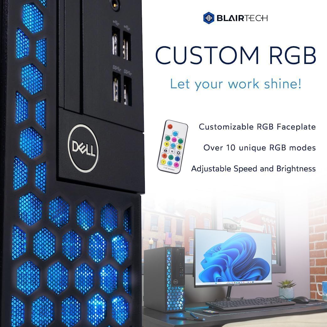 Dell Optiplex 3060 (RGB) Desktop Computer | Hexa Core Intel i5 (3.2) | 16GB DDR4 RAM | 1TB SSD | 24' New LCD | Windows 11 Pro | Light Gaming PC (Renewed)