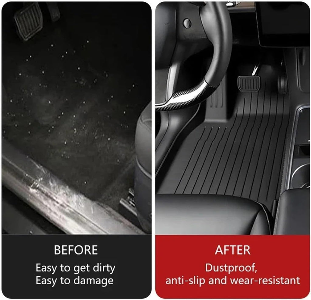 Compatible for Tesla Model Y 3 2021 to 2023 LHD All TPE Floor Mats Trunk Mat Cargo Liner Left Rudder Foot Pads Car Accessories(Dark Grey)