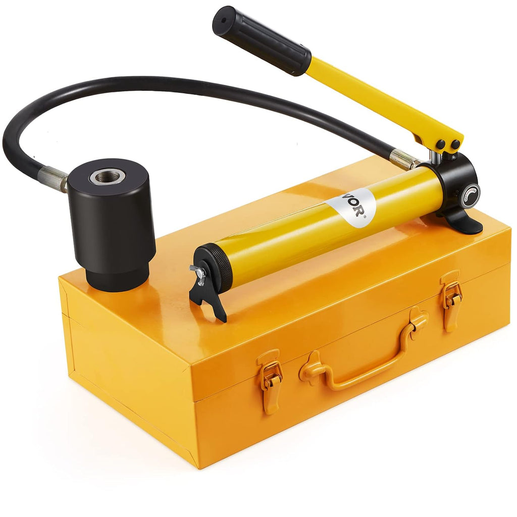 VEVOR 15 Ton Hydraulic Knockout Punch Kit, 1/2' to 4' Conduit Hole Cutter Set, KO Tool Kits W/Puncher 10 Piece, Metal Sheet Driver Tools, for Aluminum, Brass, Stainless Steel, Fiberglass and Plastic