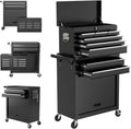 8-Drawer High Capacity Tool Chest with 4 Wheels,Lockable Rolling Tool Box and Tool Storage Cabinet,Removable Portable Set-Top Box Tool Organizer with Drawer for Garage Factory Workshop (Black)