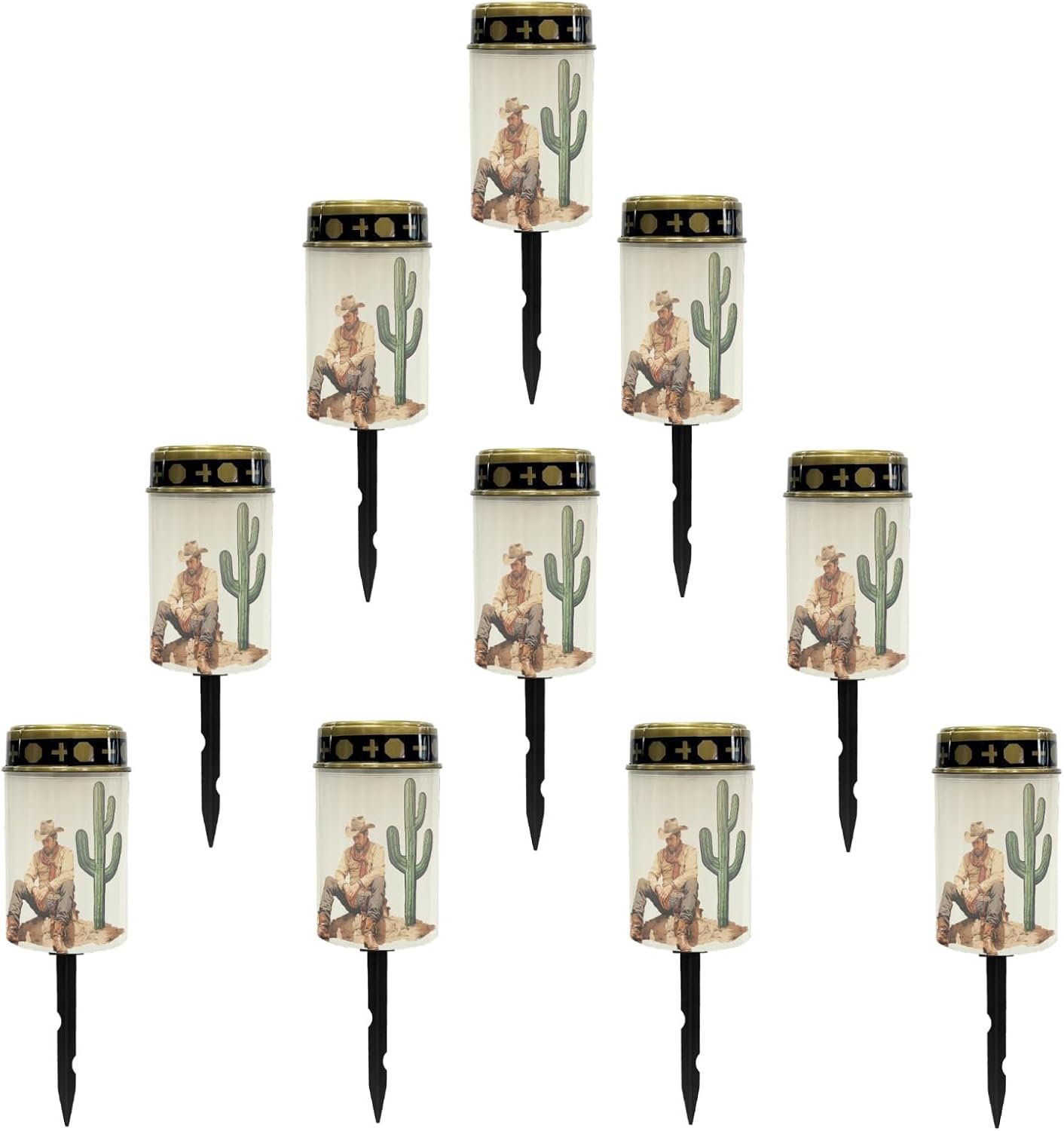 Western Cowboy Cemetery Lights for Grave, Outdoor Solar Garden Pathway Lights - Solar Powered Lanterns for Yard, Patio, Driveway