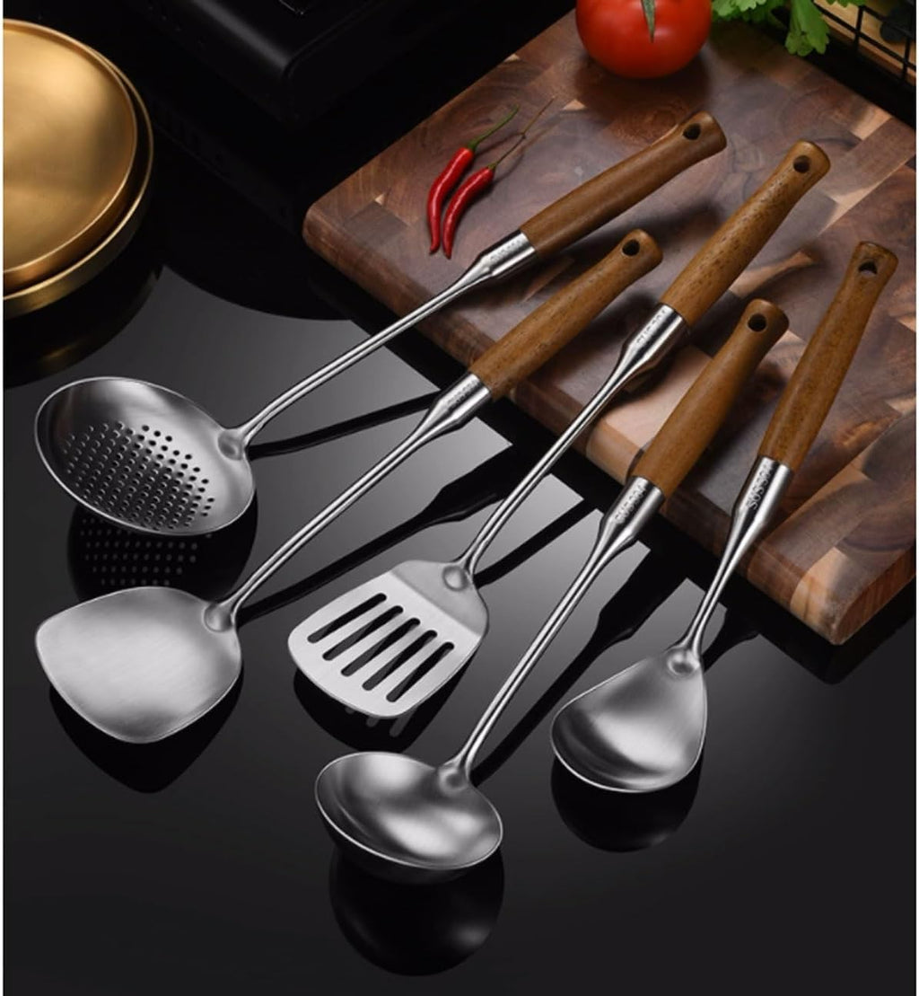 Stainless Steel Cooking Utensils Spoons Spatulas Kitchen Cookware Bakeware Gadgets Tools 5 Pieces Sets