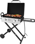30' Flexible Portable Propane Gas Griddle with Lid – 2 Burners 30,000 BTU Cooking Area Station, 30 Inch Large Griddle with Side Prep Shelf & Rear Grease System for Outdoor BBQ & Camping