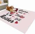 Outdoor Rug 4x6ft Happy Mother's Day Love Hearts with Dwarf Patio Area Rugs Waterproof Easy Cleaning Non Shedding Thick Mats Pink Carpet for Indoor Outdoor Porch Deck Backyard Balcony