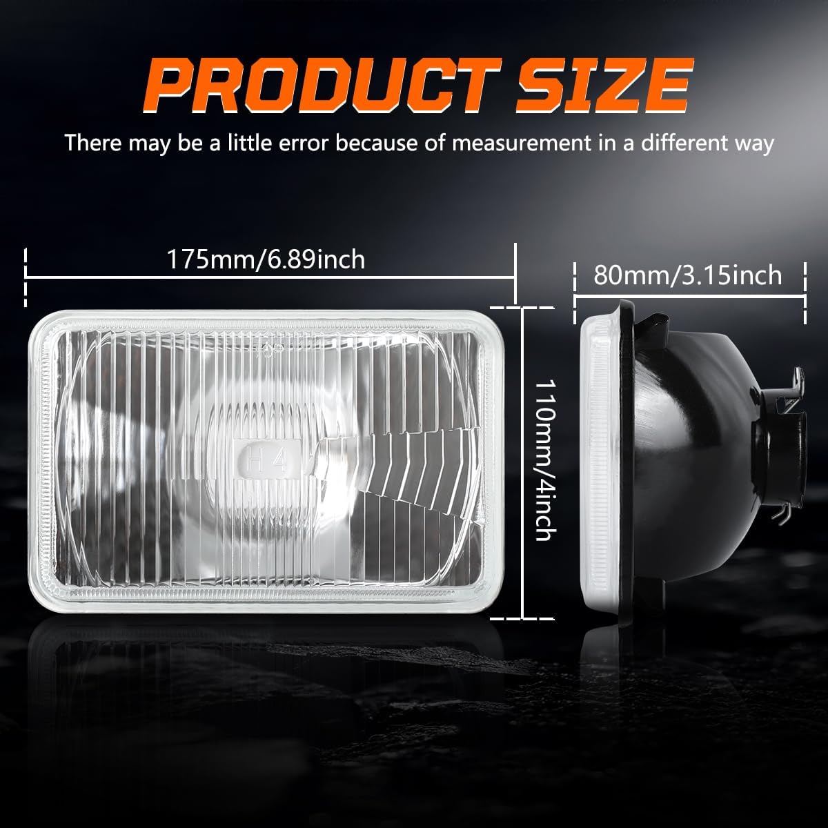 4pcs 4x6 Inch H4651 H4652 H4656 H4666 H6545 Headlights Housing + H4/9003 High Low Beam Bulbs Compatible with Cars,Truck and Van,OEM Style Original Classic Look Conversion Assembly