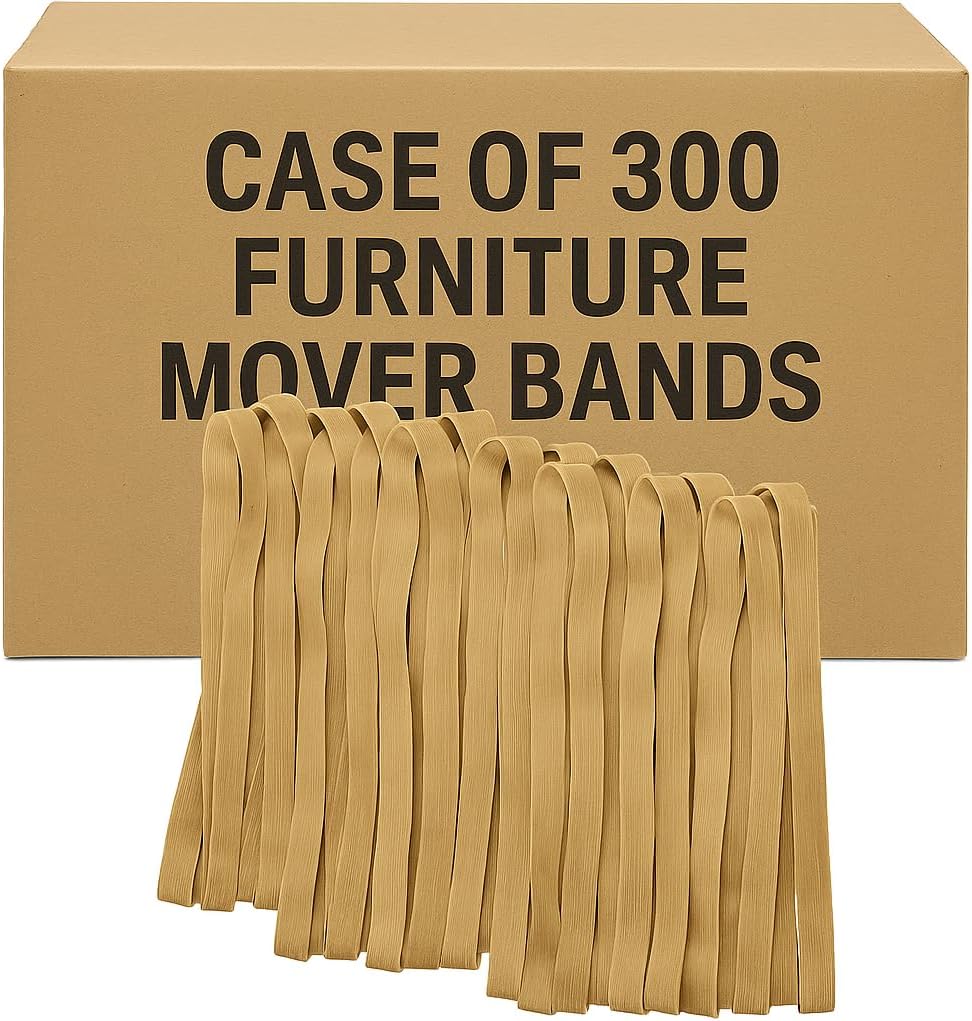 Miloo Bulk Pack Extra Large Moving Rubber Bands for Moving Blankets & Furniture - 25 Inch Beige Mover Bands - Case of 300