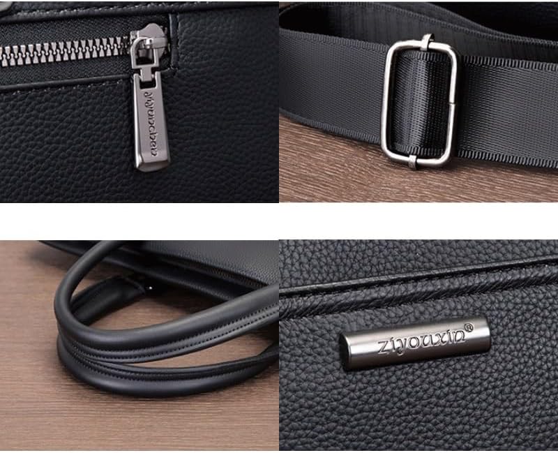 Briefcase File Package Men's Leather Document Bag Handbag Meeting Business Steady Atmosphere