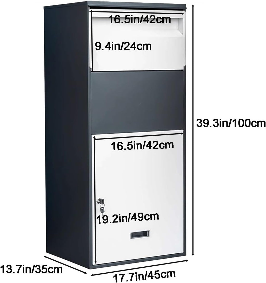 Mailboxes for Outside, Extra Large Capacity Modern Mailbox, Freestanding Mail Box for Packages, with Lockable Secure Storage(Black,39.3in/100cm)