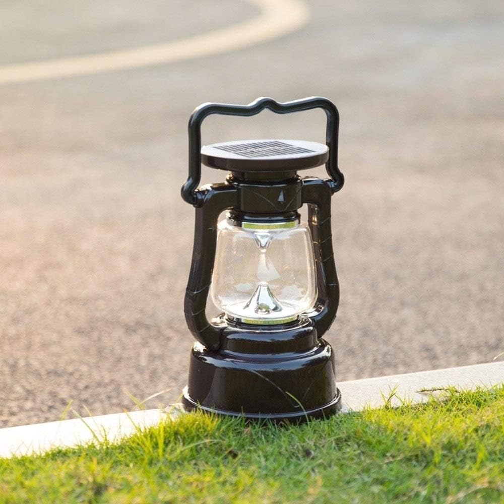 Vintage Outdoor Portable 1W LED Solar Emergency Bollard Column Lamp Vintage Landscape Villa Patio Lawn Acrylic Pillar Post Lantern External Garden Camping Portable Stigma Light Pathway