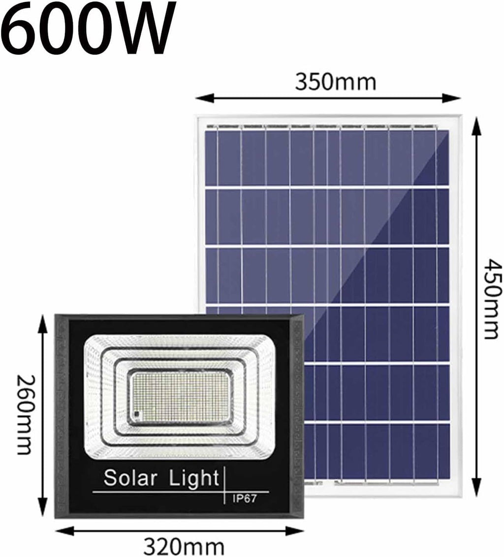 Ultra Bright Courtyard Emergency 600W Solar Light Timer Remote Control IP67 Waterproof Outdoor Solar Floodlight 20000Mah for Patio, Pathway