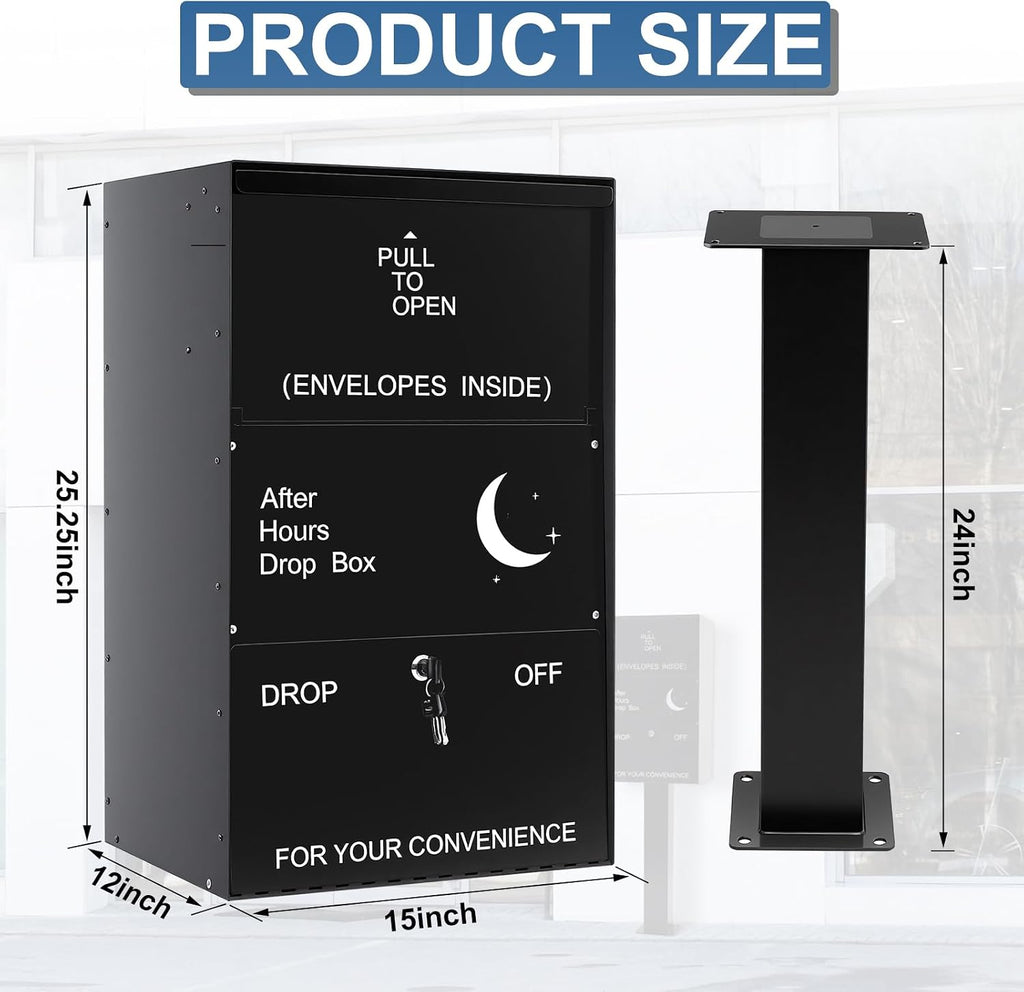 Canchiing After Hours Drop Collection Boxes with Mount Post 16' x 13' x 4' Standard Night Box with Lock and Key Items Key Document Collected Mailbox for Shop Repair Service Apartment Offices Business
