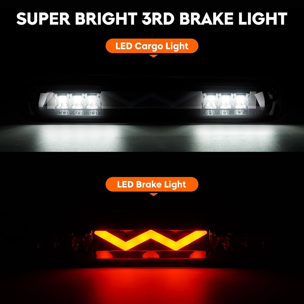 Tail Light + 3rd Brake Cargo Lamp for Chevy Silverado 1500 2500 2003-2006, Silverado Sierra 1500 1500HD 2500HD Classic 07, Sierra 1500 04-06, 1500HD 05-06, 2500 HD 3500 04-06 Rear LED Taillight