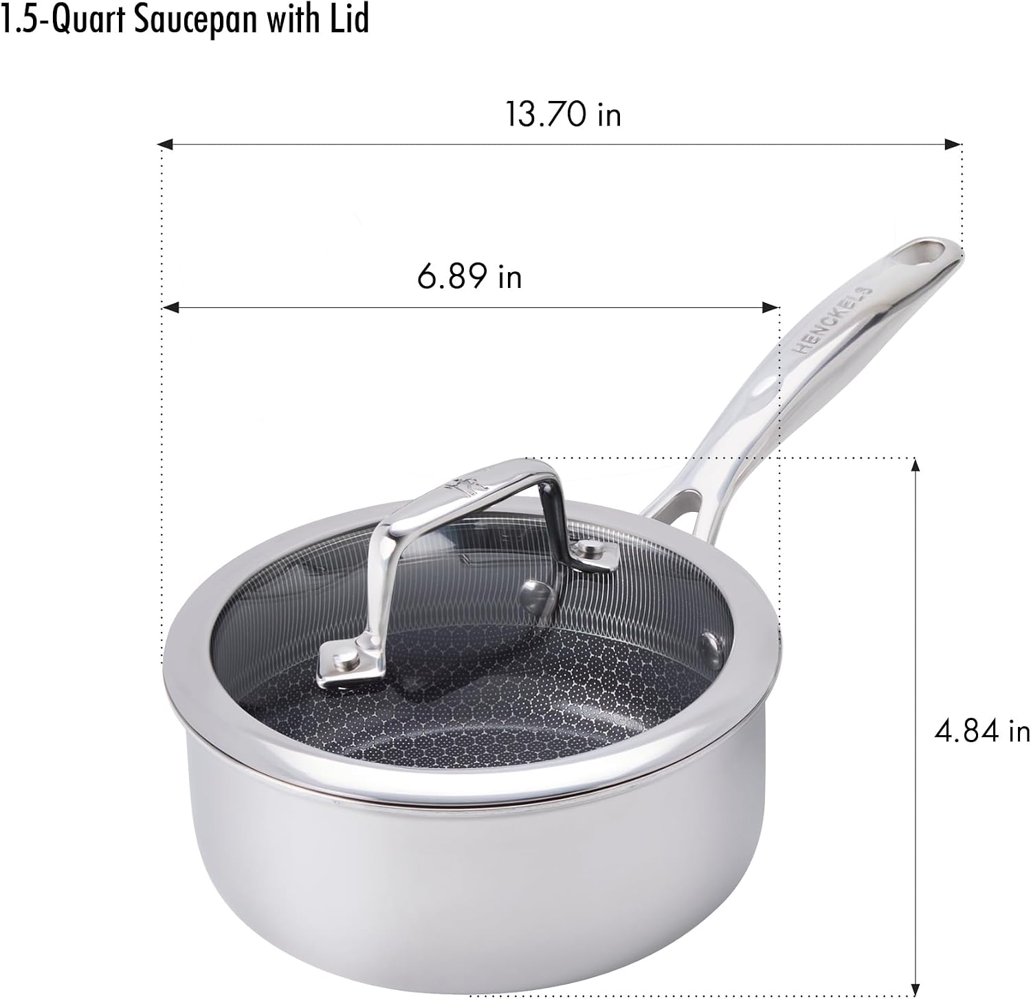 Henckels Paradigm Stainless Steel 6 pc Cookware Set, Tri-Ply Ceramic Nonstick Cookware with Dutch Oven, Non Toxic Induction Cookware Set, Metal-Utensil & Dishwasher Safe