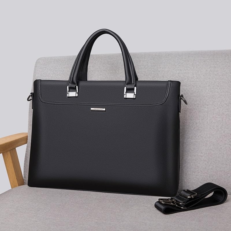 Briefcase File Package Men's Leather Document Bag Handbag Meeting Business Steady Atmosphere