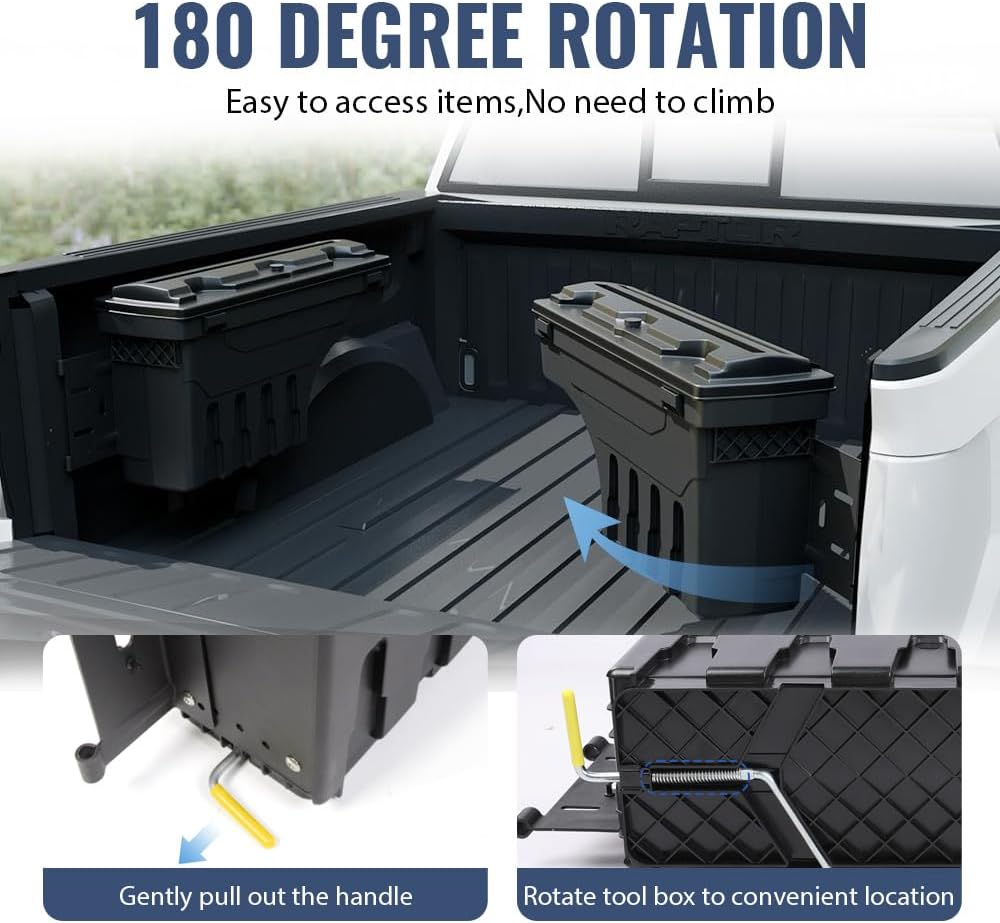 PIT66 Lockable Truck Bed Storage Box Toolbox, Compatible with Ford F250 F350 Super Duty 2017-2023, Left Driver + Right Passenger Sides Tool Box Drawer Set