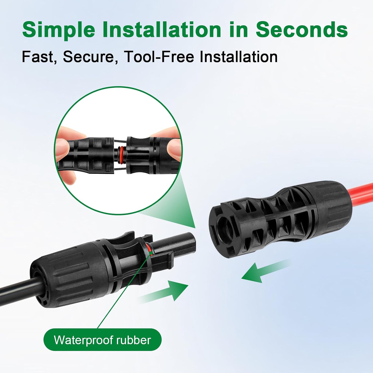 XRDS -RF Solar Cable 100FT, 8AWG Solar Extension Cable with Male & Female Solar Connectors, Flame-Retardant Protective Sleeving Solar Panel Cable, Weatherproof PV Wire for Solar Panel Connection