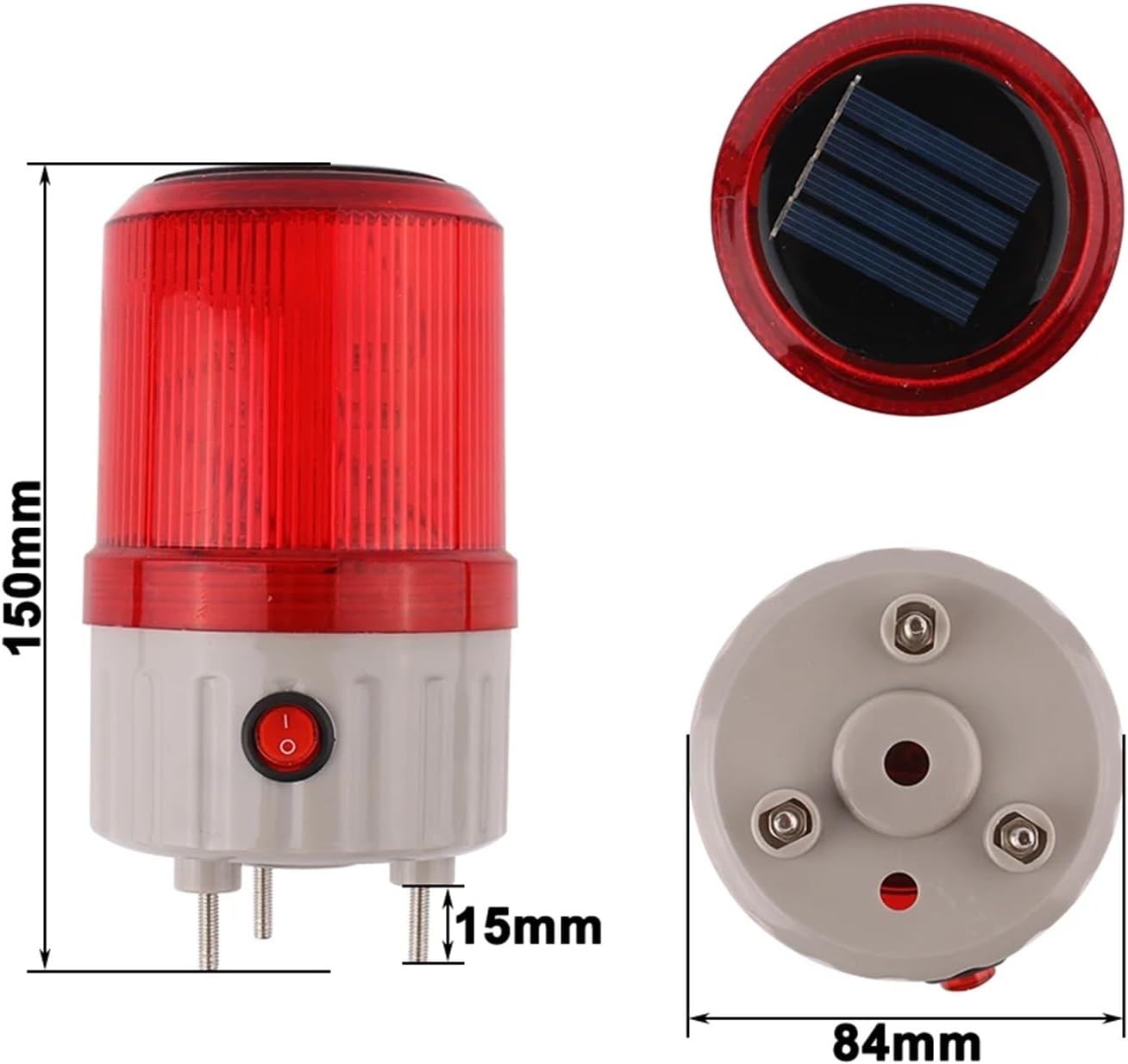 Red LED Solar Energy Storage Lamp Night Safety Emergency Warning Light Solar LED Flashing Light Signal Adsorption No Buzzer