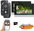 Wired Video Intercom System Tuya WiFi 7 Inch Touch Screen 1080P Doorbell Intelligent Tuya APP Intercom Kit with 3 in 1 Unlock Motion Detection,Anti-Tamper Alarm,32G (2 Bell+2 Monitor)