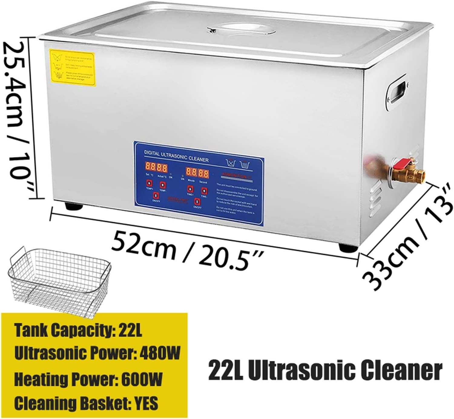 1.3L 2L 3L 6L 10L 15L 22L 30L Ultrasonic Cleaner Lave-Dishes Portable Washing Machine Diswasher Ultrasound Home Appliances For Beginners DIY Use(22L)