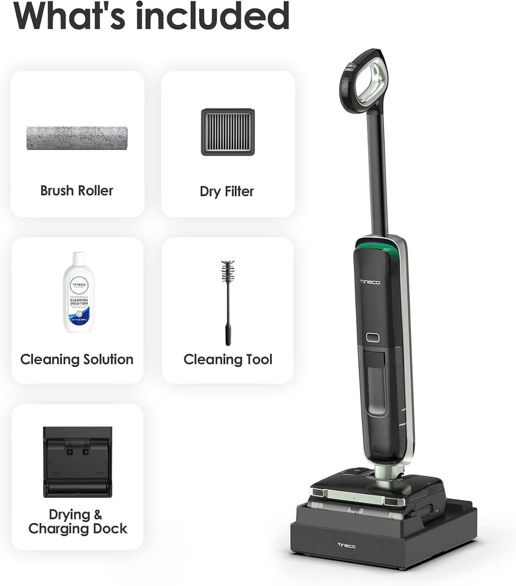 Tineco Floor ONE S7 Master Wet Dry Vacuum Cleaner, 23kPa Suction Vacuum Mop with DustReveal Green Headlight, 65 Min Runtime, 185°F Flashdry, 3.9inch Ultra-Slim Stretch Mop