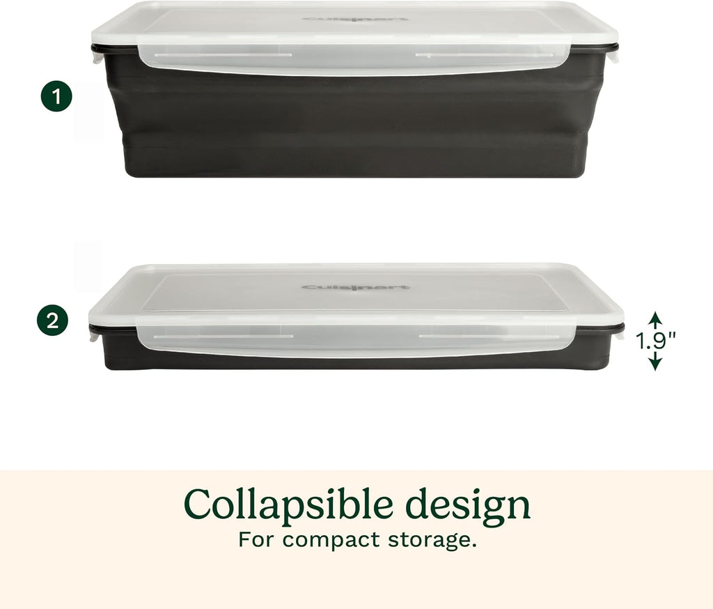 Cuisinart XL Collapsible Marinating Container, Large Capacity Grill Accessories Perfect for BBQs and Tailgates, Marinade and Brining Prep, Collapsible Silicone for Easy Storage (Pack of 4)