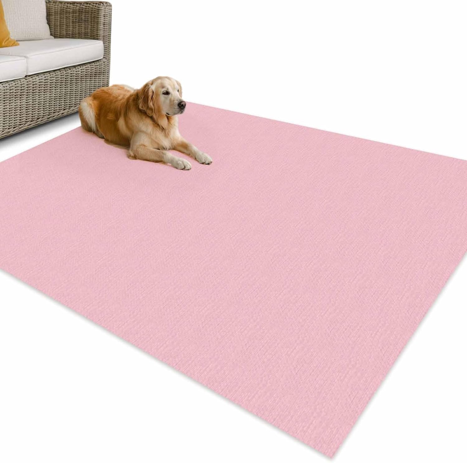 Outdoor Rug 4x6ft Pure Color Pink Patio Area Rugs Waterproof Easy Cleaning Non Shedding Thick Mats Monochrome Carpet for Indoor Outdoor Porch Deck Backyard Balcony