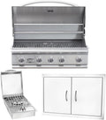 Bullet by Bull Stainless Steel Outdoor Kitchen Set - Built-In Liquid Propane Grill, Perfect for Entertaining -BBQ Kitchen Isl& Bundle - Includes 5 Burner Grill, Double Access Door & Side Burner