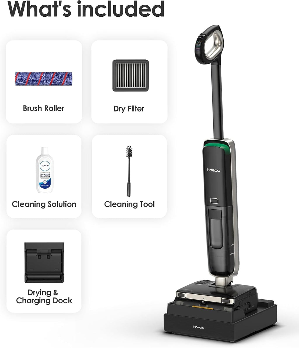 Tineco Floor ONE S9 Master Wet Dry Vacuum Cleaner, StreakFree Scraper, ThermoBlast Tech, Hot Water Mopping, 3.9inch Ultra-Slim Body, 23kPa Suction, Flashdry Self-Cleaning System