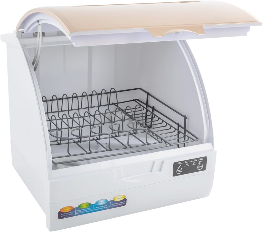 900W Countertop Dishwasher with 3 Washing Modes, 167℉ High-Temp, No Installation Needed, Portable Dishwasher with 3L Water Tank,Compact Mini Dish Washing Machine for Home (Type B - Gold)