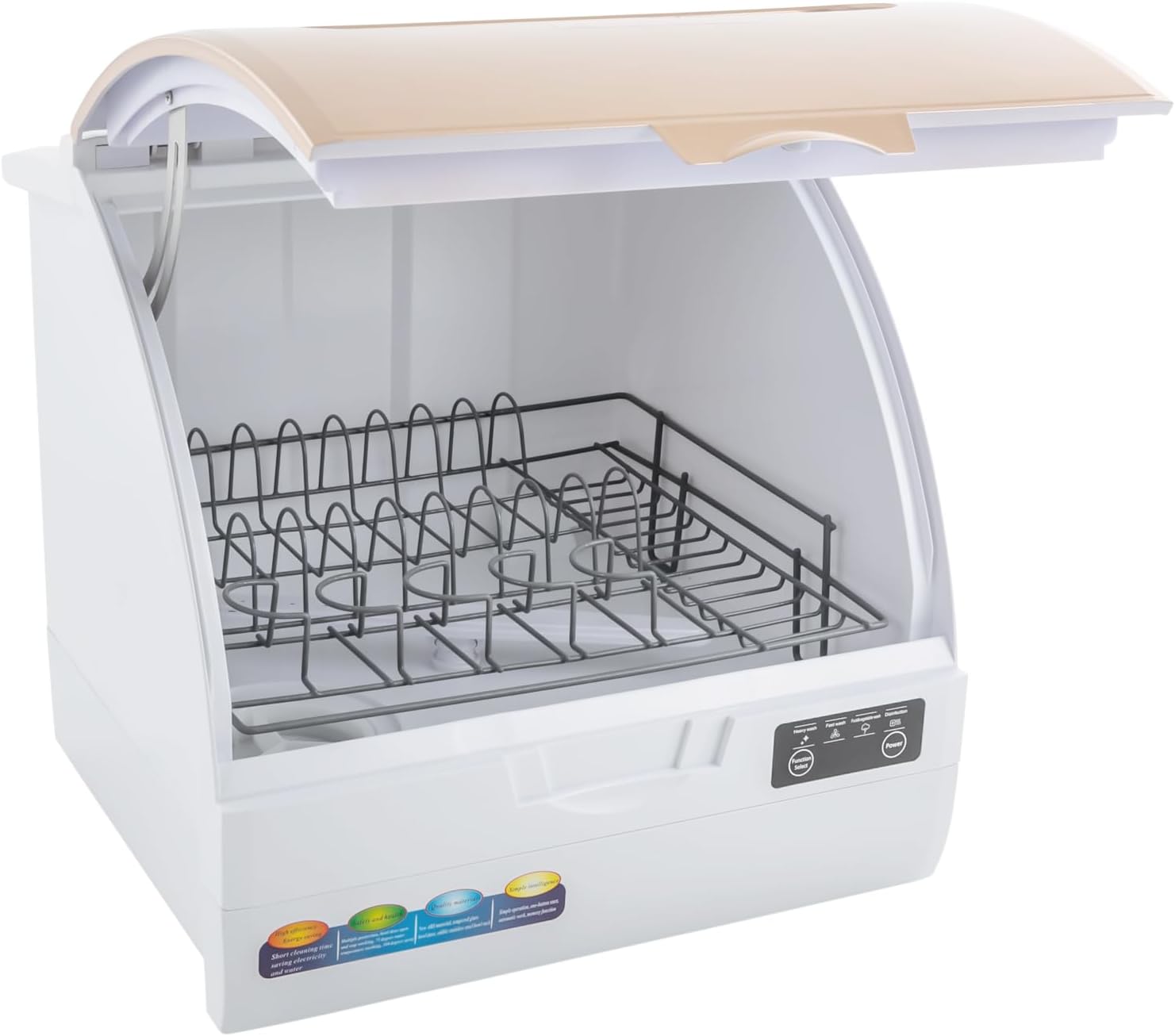 900W Countertop Dishwasher with 3 Washing Modes, 167℉ High-Temp, No Installation Needed, Portable Dishwasher with 3L Water Tank,Compact Mini Dish Washing Machine for Home (Type B - Gold)
