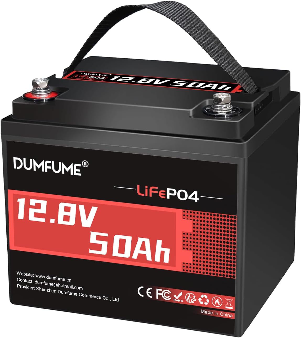 12.8V 50Ah LiFePO4 Lithium Battery, Built-in 50A BMS,640Wh Capacity, 4000+ Cycles, Low-Temp Protection,Perfect for RV, Camping, Solar, Off-Grid and Home Energy Storage