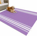 Outdoor Rug 4x6ft Pastoral Country Style White Stripes Patio Area Rugs Waterproof Easy Cleaning Non Shedding Thick Mats Purple Carpet for Indoor Outdoor Porch Deck Backyard Balcony