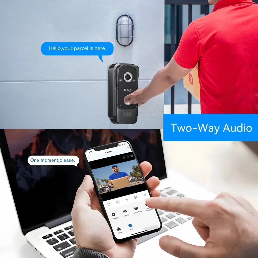 Wired Video Intercom System Tuya WiFi 7 Inch Touch Screen 1080P Doorbell Intelligent Tuya APP Intercom Kit with 3 in 1 Unlock Motion Detection,Anti-tamper Alarm,32G (1 Doorbell+1 Monitor)