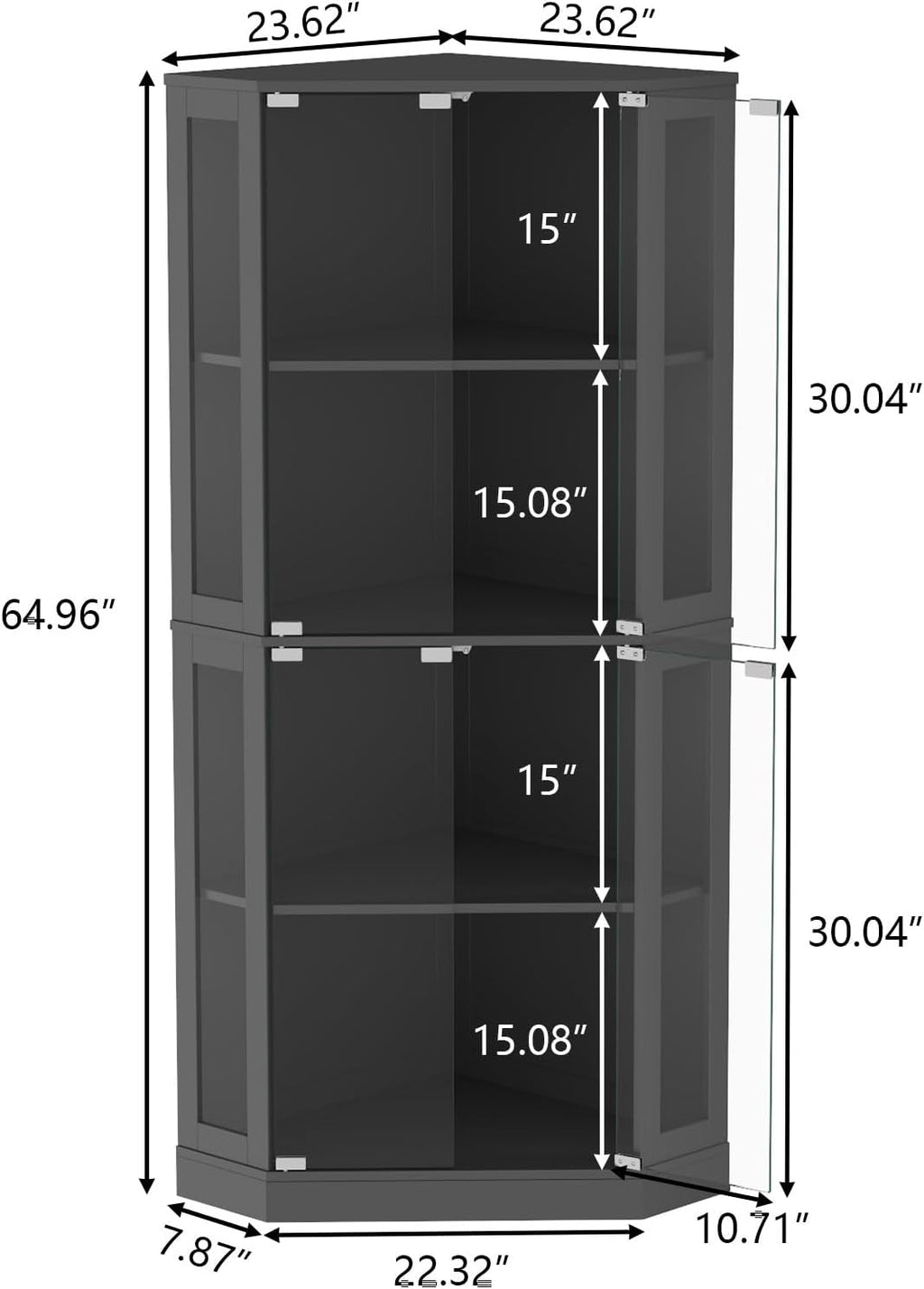 Gyfimoie Corner Display Cabinet with Multi-Color LED Lights, Modern Curio Cabinet with Glass Doors, 4 Tier Glass Display Case for Toys, Books & Other Collectibles