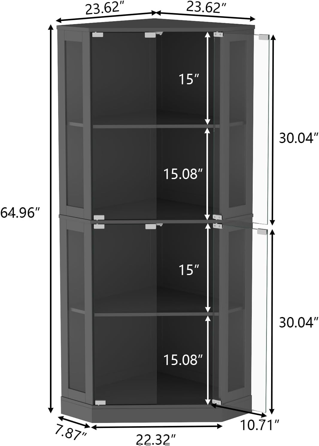 Gyfimoie Corner Display Cabinet with Multi-Color LED Lights, Modern Curio Cabinet with Glass Doors, 4 Tier Glass Display Case for Toys, Books & Other Collectibles