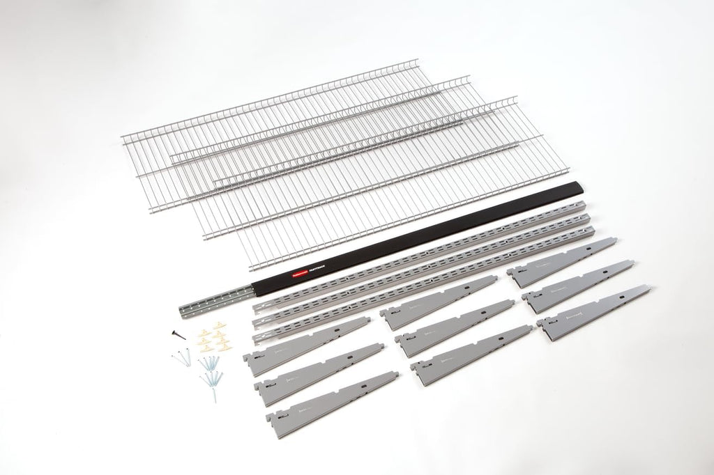 Rubbermaid Fasttrack Rail Storage 48'x16' 3-Shelf Kit, 350 lbs. Per Shelf, for Home/Garage/Shed/Workshop Organization