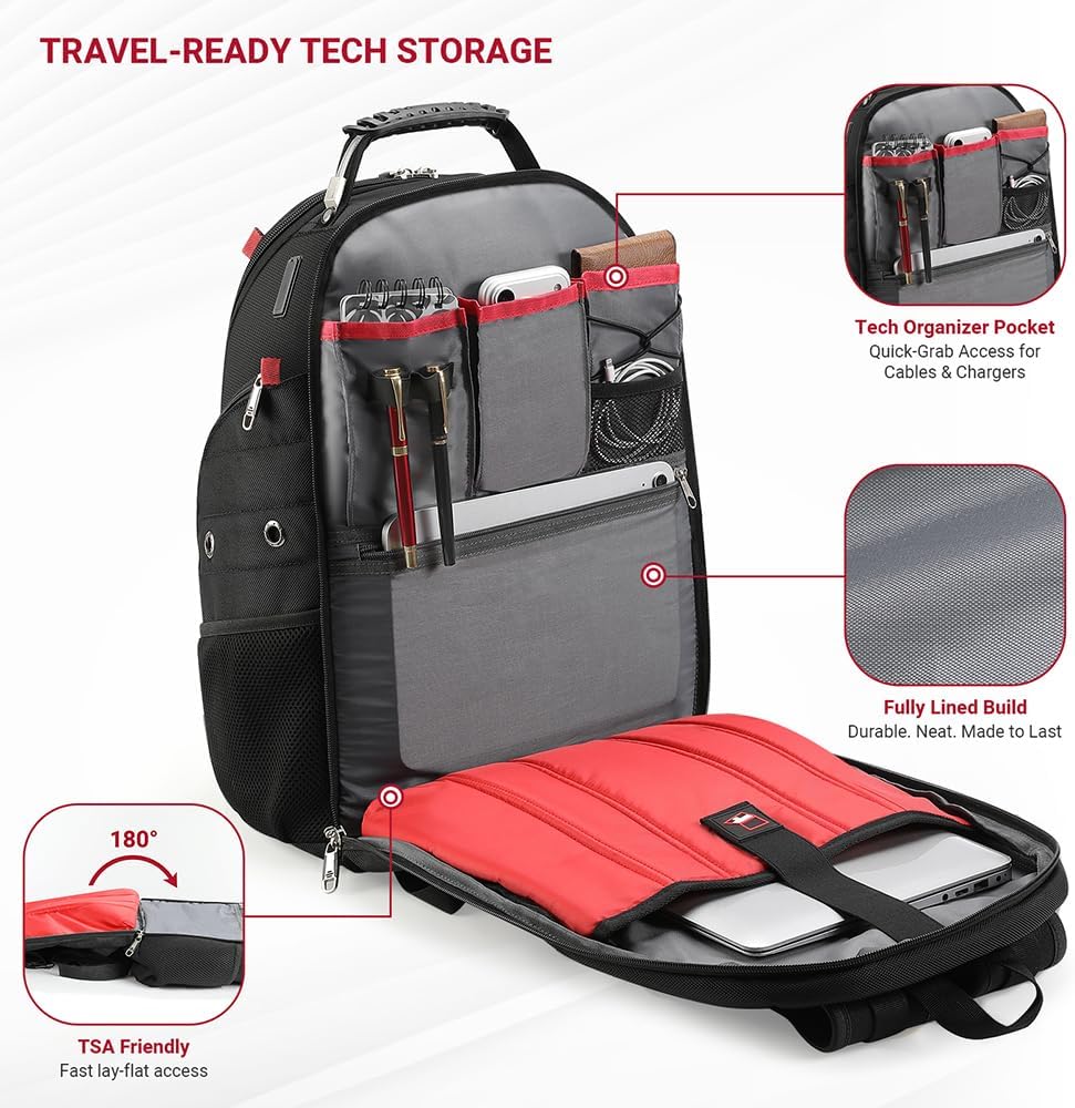 star cloud Rolling Laptop Bag with Wheels & 17 Inch Laptop Backpack Bundle, Business Travel Carry On Set with USB & Type-C Charging Ports