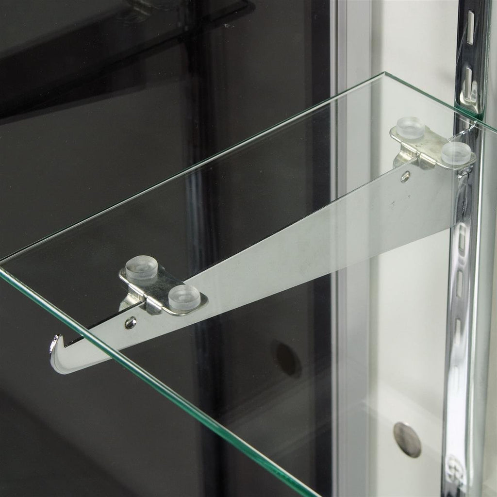 Displays2go Glass Display Cabinet, Free‑Standing Aluminum Showcase with Tempered Glass & Locking Sliding Doors for Retail Use (IEV4WKD)