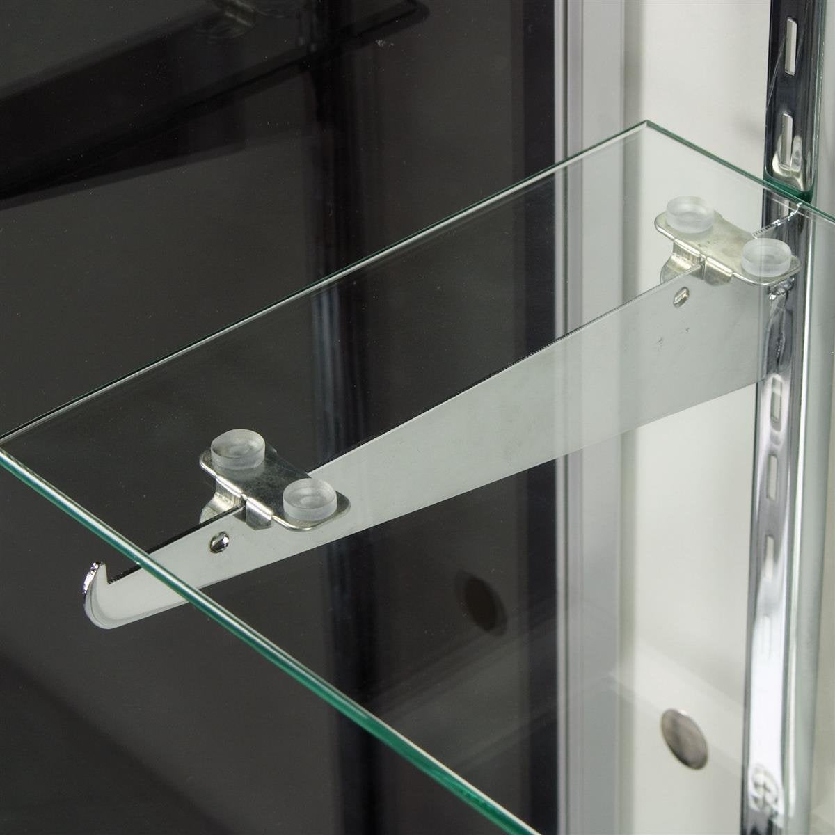 Displays2go Glass Display Cabinet, Free‑Standing Aluminum Showcase with Tempered Glass & Locking Sliding Doors for Retail Use (IEV4WKD)