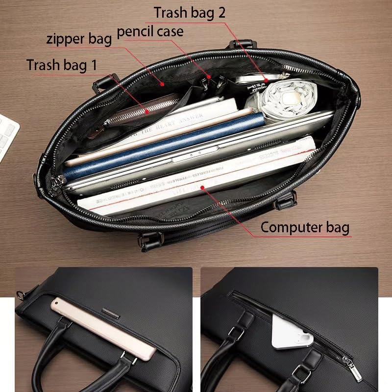 Briefcase File Package Men's Leather Document Bag Handbag Meeting Business Steady Atmosphere