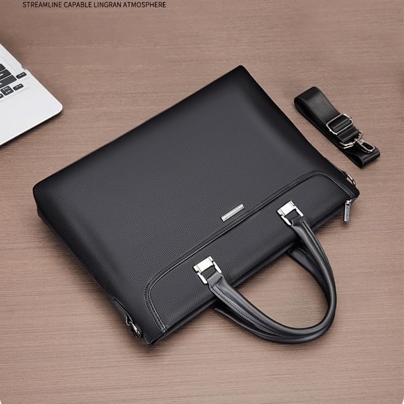 Briefcase File Package Men's Leather Document Bag Handbag Meeting Business Steady Atmosphere
