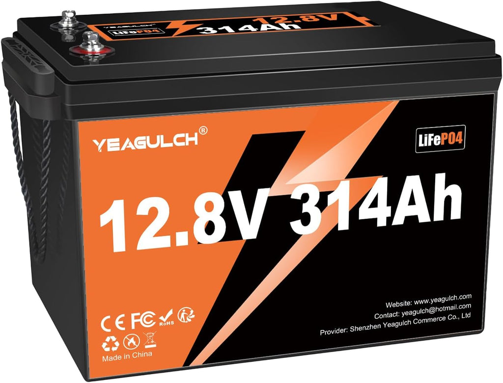 12V 300Ah (314Ah) LiFePO4 Lithium Battery 4019Wh 15000+ Deep Cycle Low Temp Cut-Off Rechargeable RV Battery Perfect for Off Grid Applications Camping Marine Boat Solar System