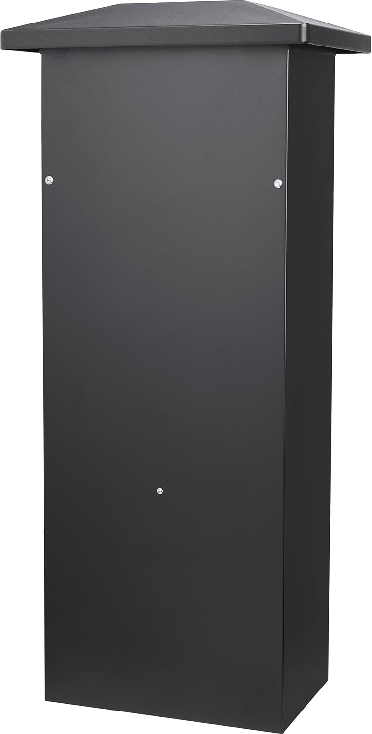 Winbest Steel Freestanding Floor Lockable Drop Slot Mail Box with Parcel Compartment, Black