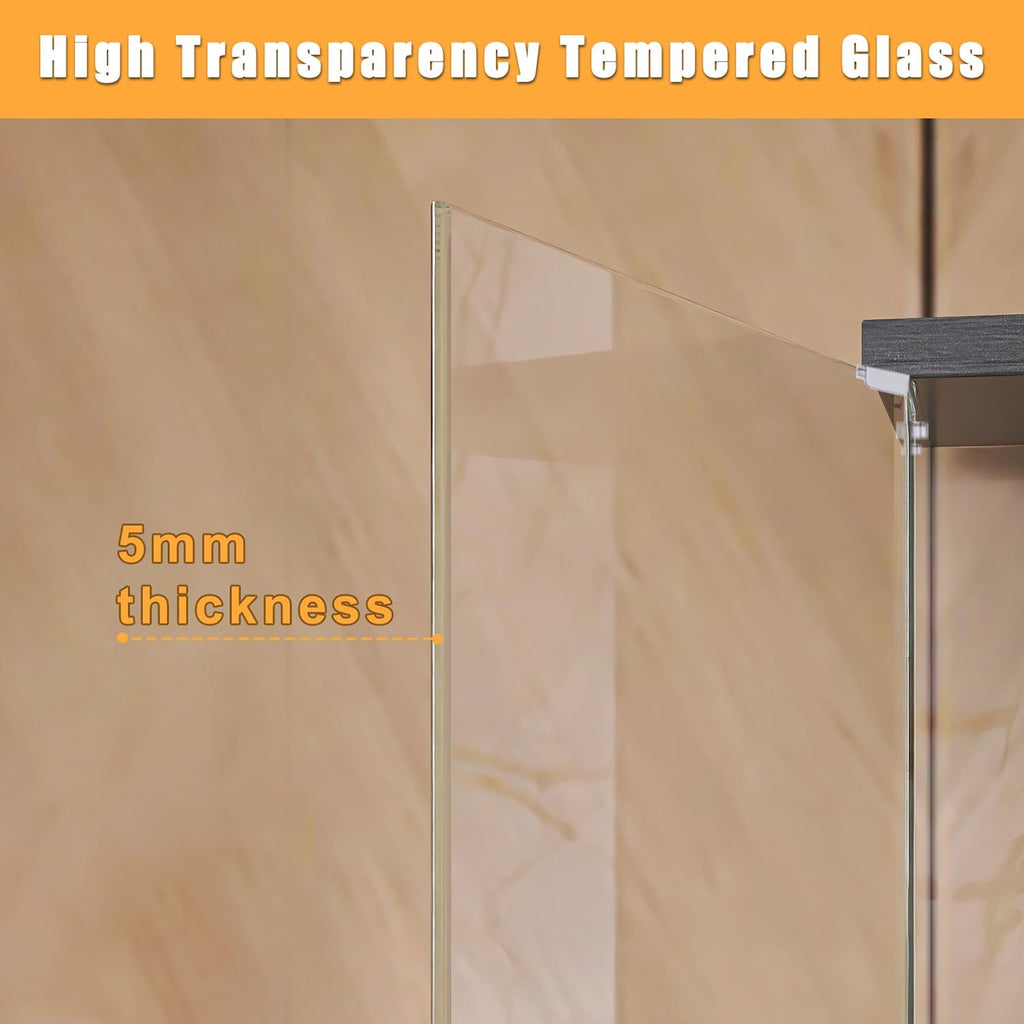 Zevemomo 4 Shelves Glass Display Cabinet with Doors, 31.69'x 14.37'x 64.56' Curio Figure Collection Display Case, Transparent Glass Stand Shelf, Toy Storage Organizer Cabinet for Home Office Hall