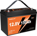 12V 150Ah LiFePO4 Lithium Battery Built-in 100A BMS Low Tem Cut Off 1920Wh 15000+ Deep Cycle Rechargable Battery for Solar, RV, Marine, Off-Grid Applications