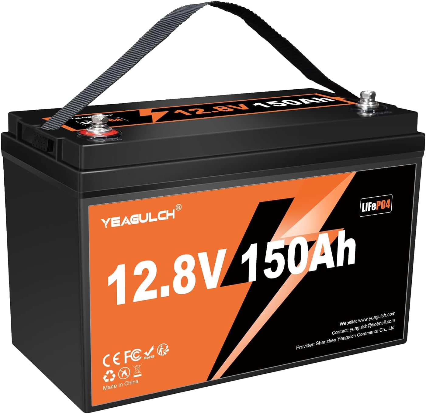 12V 150Ah LiFePO4 Lithium Battery Built-in 100A BMS Low Tem Cut Off 1920Wh 15000+ Deep Cycle Rechargable Battery for Solar, RV, Marine, Off-Grid Applications